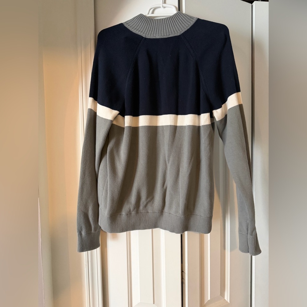 Express Men's Zip-Up Sweater in Navy and Gray - Picture 3 of 5